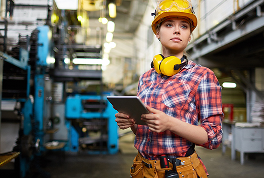Woman in construction site